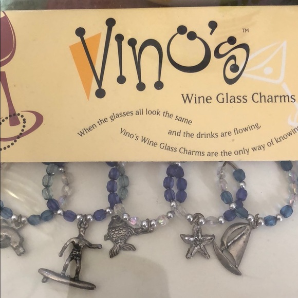 6 Wine glass charms with beach fun metal charmsNEW - Picture 2 of 3